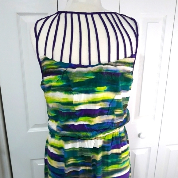 Attention Dress Maxi Sleeveless Multicolor Purple Green Blue Cutout Deta… - Picture 8 of 11
